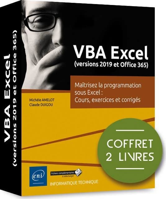VBA Excel (versions 2019 et Office 365) ; coffret de 2 livres : maîtrisez la programmation sous Excel : cours, exercices et corrigés