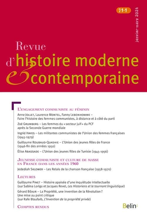 Revue d'Histoire Moderne et Contemporaine n.71 : L'engagement communiste au féminin (édition 2024)