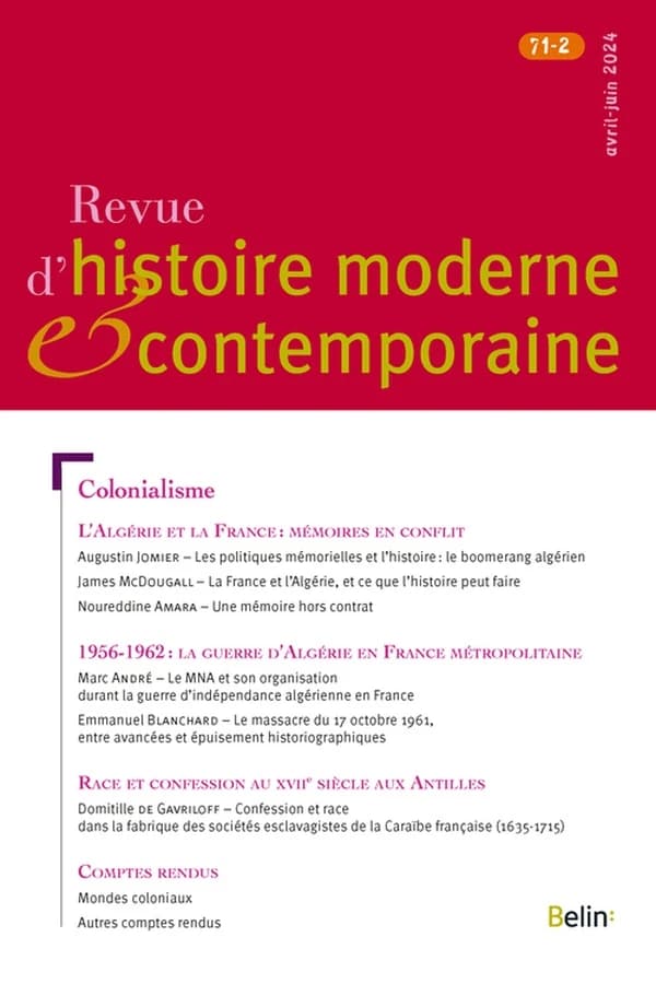 Revue d'Histoire Moderne et Contemporaine n.71 : Colonialisme