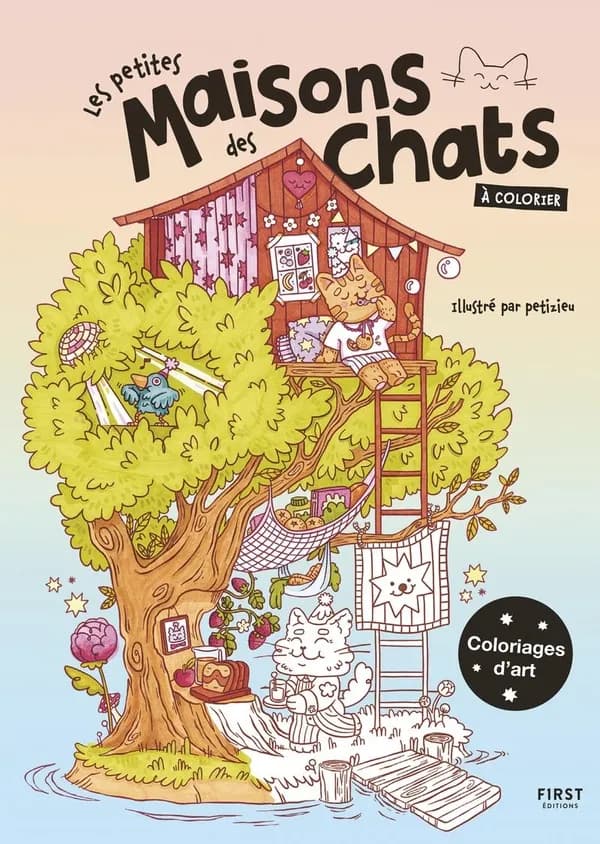 Les petites maisons des chats à colorier