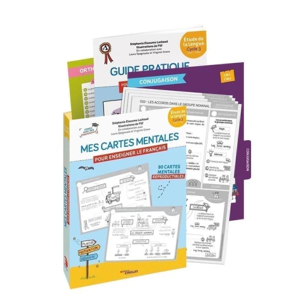 Mes cartes mentales pour enseigner le français étude de la langue Cycle 3 : CM1, : Guide pratique pour enseigner le français avec des cartes mentales, 80 cartes mentales, leçons textes, mémos
