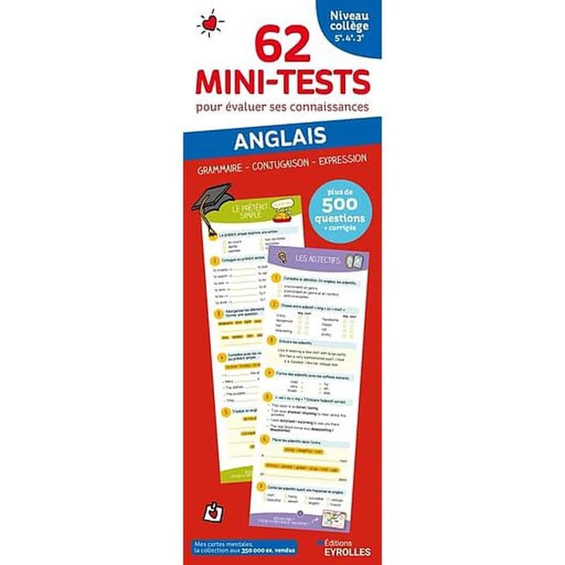 Anglais ; 5e, 4e ,3e ; 62 mini-tests pour évaluer ses connaissances