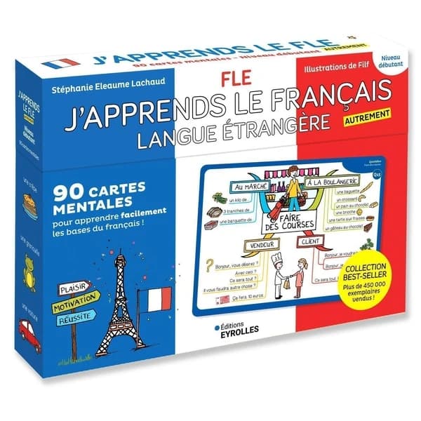 J'apprends le Français Langue Étrangère autrement : 90 cartes mentales pour apprendre facilement les bases du français ! Niveau débutant
