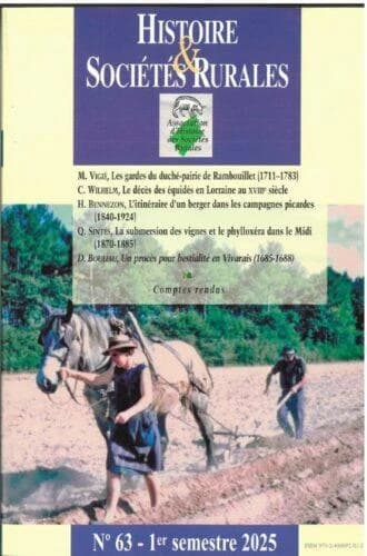 Histoire & Sociétés Rurales n.63 : 1er semestre 2025