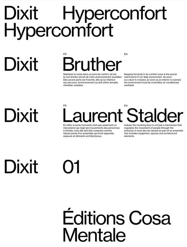 Dixit n° 1 : Hyperconfort - Bruther & Laurent Stalder