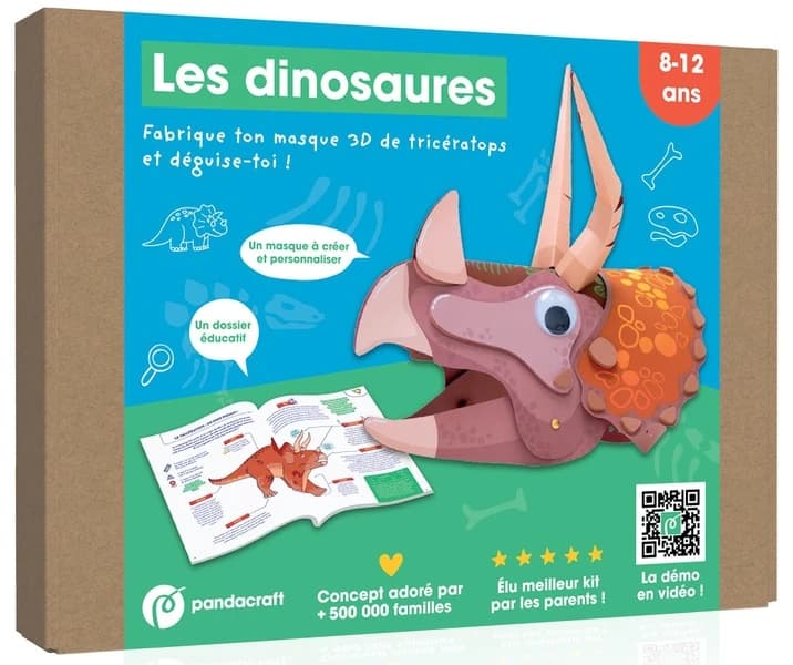 Les dinosaures : Fabrique ton masque 3D de tricératops et déguise-toi !
