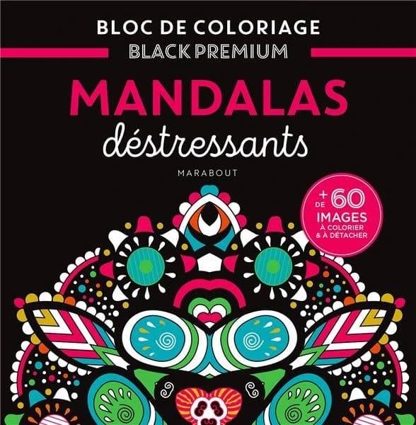 Mandalas destressants : Bloc de coloriage Black Premium : [Album à colorier]