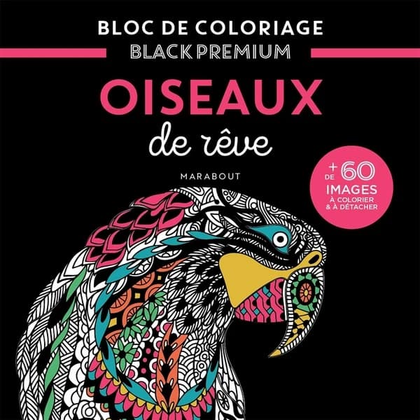 Oiseaux de rêves : bloc de coloriage Black Premium : [Album à colorier]