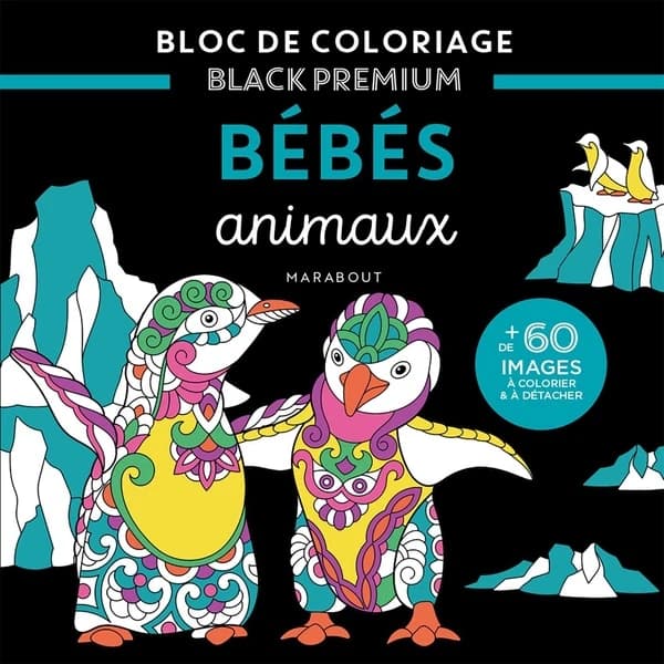 Bébés animaux : bloc de coloriage Black Premium : [Album à colorier]