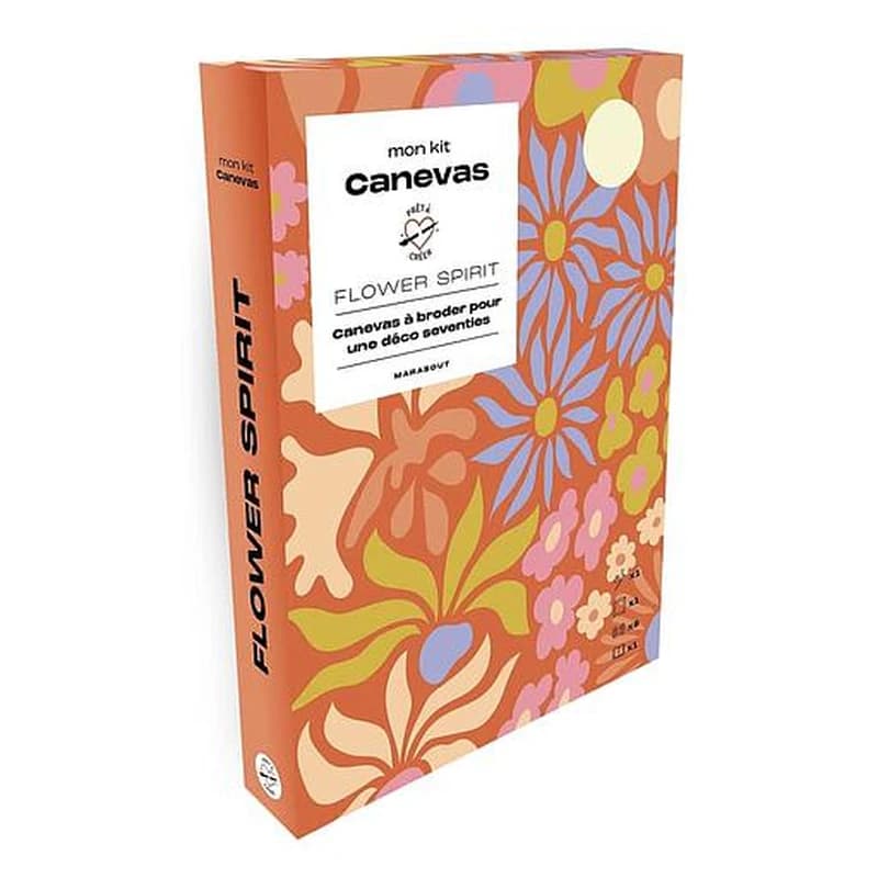 Mon kit canevas : flower spirit ; canevas à broder pour une déco seventies