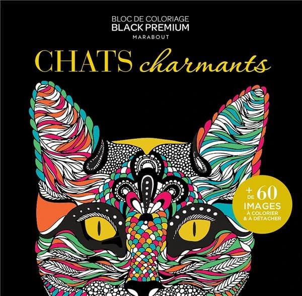 Chats : carnet black premium : [Album à colorier]