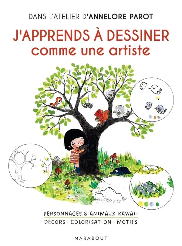 J'apprends à dessiner comme une artiste : [album à colorier] : [image fixe] : personnages & animaux kawaii, décors, colorisation, motifs