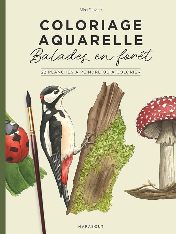 Coloriage aquarelle : Balades en forêt ; 22 planches à peindre ou à colorier