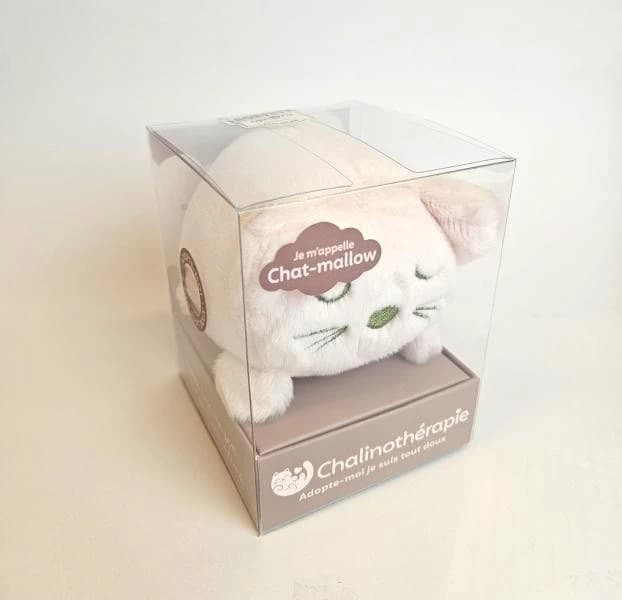 Chalinothérapie - Je m'appelle Chat-mallow : Ce coffret contient : 1 peluche chat à câliner sans modération et 1 petit livre de chalinothérapie