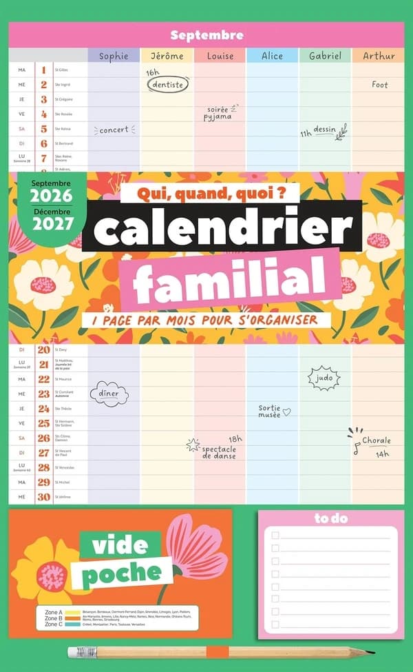 Qui, quand, quoi ? Calendrier familial (édition 2026