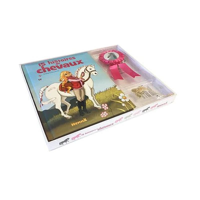 15 histoires de chevaux - Avec 1 collier doré avec un pendentif, un flow rose, une carte d'identité pour ton cheval, une pancarte pour ton box, des stickers