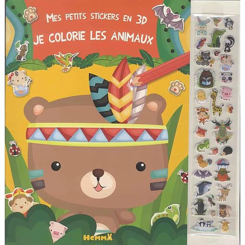 Mes petits stickers en 3d - je colorie les animaux