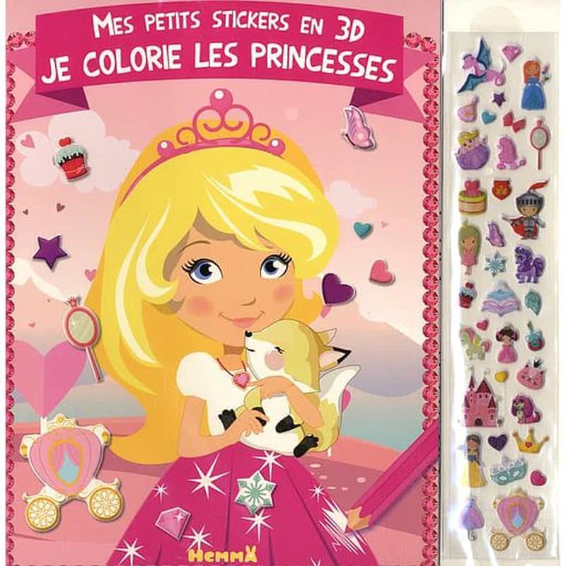 Mes petits stickers en 3d - je colorie les princesses