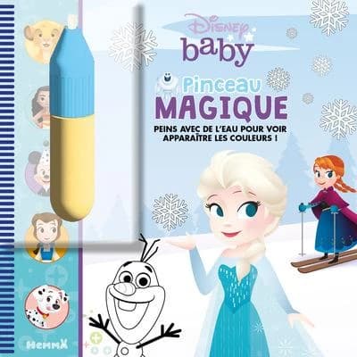 Pinceau magique Disney Baby : [la reine des neiges] : Peins avec de l'eau pour voir apparaître les couleurs ! : [Album à colorier]