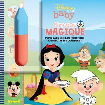 Pinceau magique Disney Baby : [Blanche-Neige] : Peins avec de l'eau pour voir apparaître les couleurs ! : [Album à colorier]