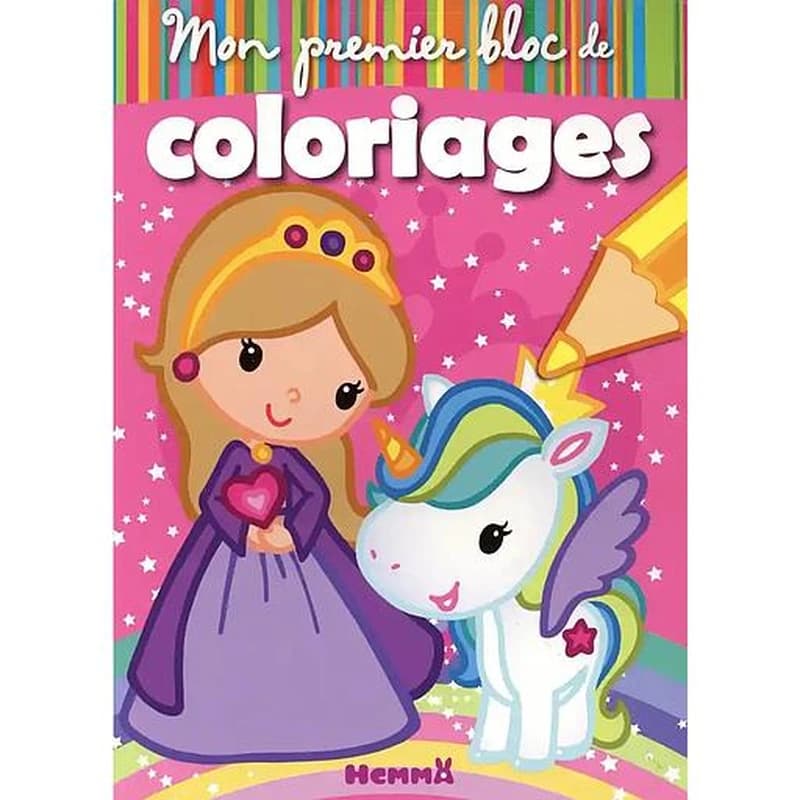 Mon premier bloc de coloriages : [Princesse et licorne] : [Album à colorier]