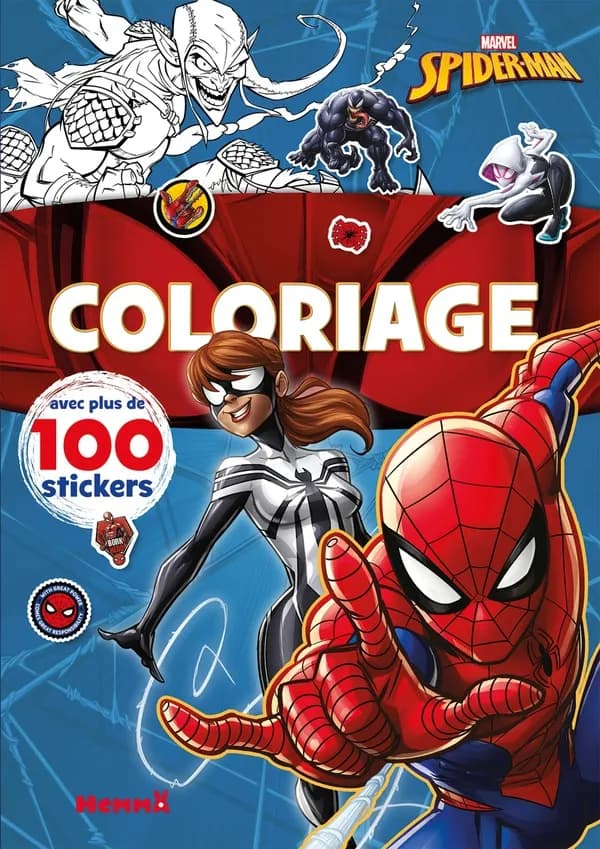 Coloriage Marvel Spider-Man : avec plus de 100 stickers : [Album à colorier]