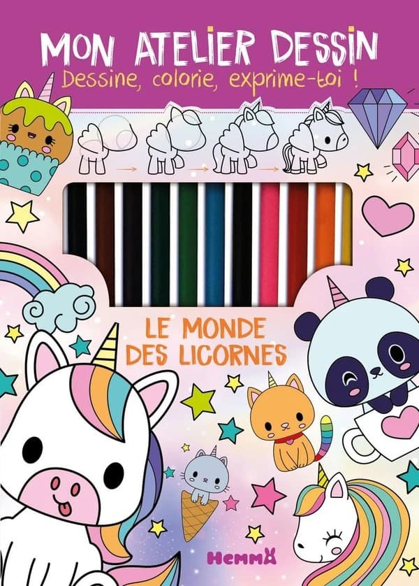 Mon atelier dessin : le monde des licornes : [Album à colorier]