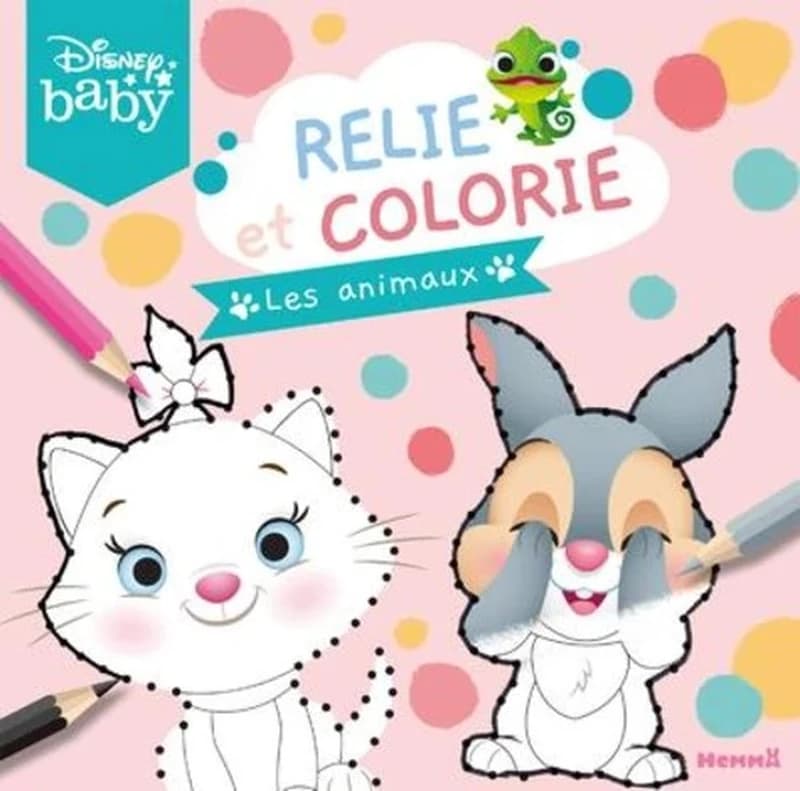 Relie et colorie Disney baby : les animaux : [Album à colorier]