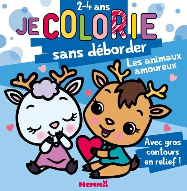 Je colorie sans déborder : les animaux amoureux : 2-4 ans : avec gros contours en relief : [Album à colorier]