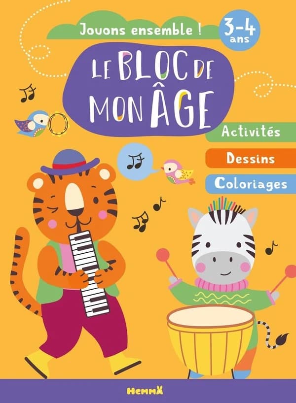 Le bloc de mon âge : jouons ensemble ! : 3-4 ans : [Album à colorier]