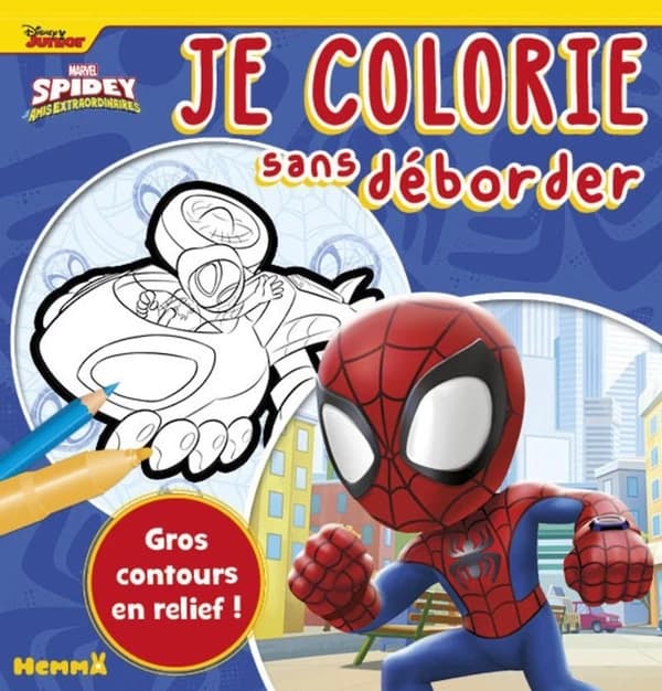Je colorie sans déborder : gros contours en relief : Marvel - Spidey et ses amis extraordinaires : [Album à colorier]