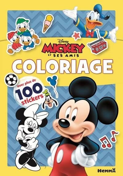 Coloriage avec stickers : Mickey et ses amis : Mickey