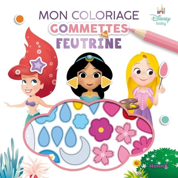 Mon coloriage gommettes en feutrine : Disney Baby : Princesses