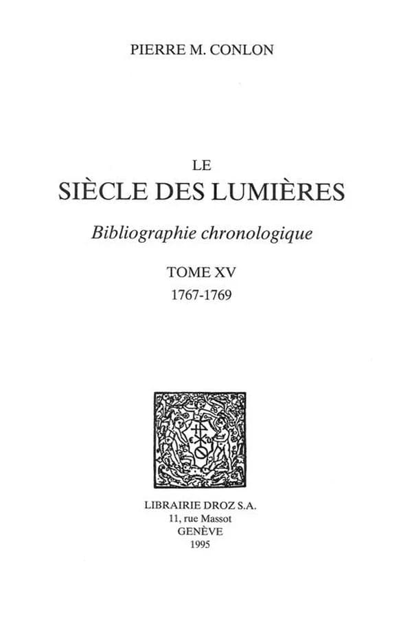 Le siècle des Lumières : bibliographie chronologique