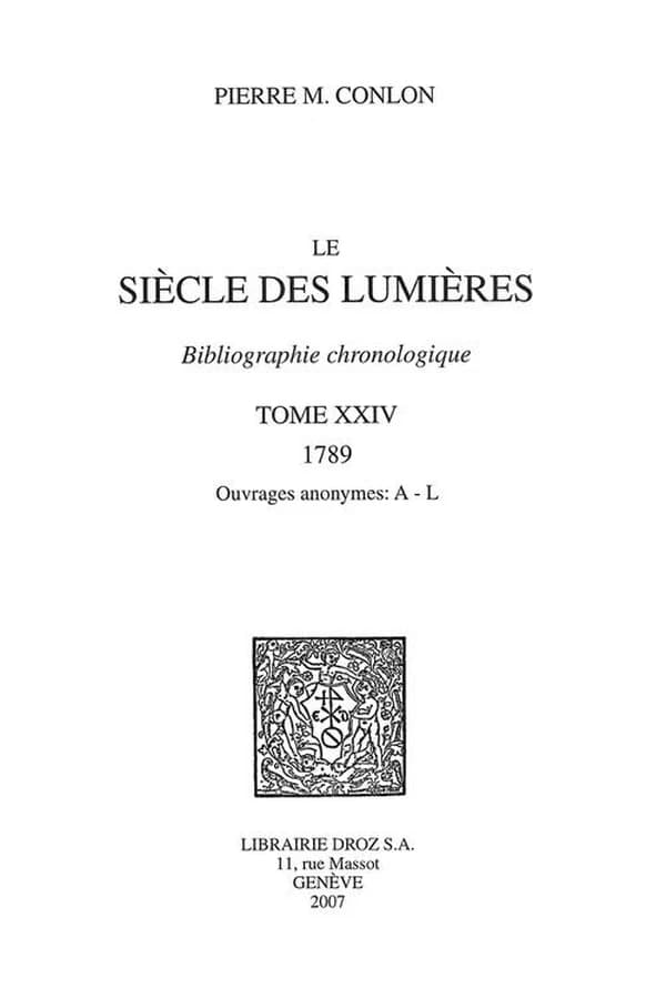 Le siècle des Lumières : bibliographie chronologique