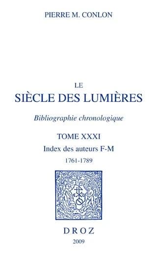 Le siècle des Lumières : bibliographie chronologique