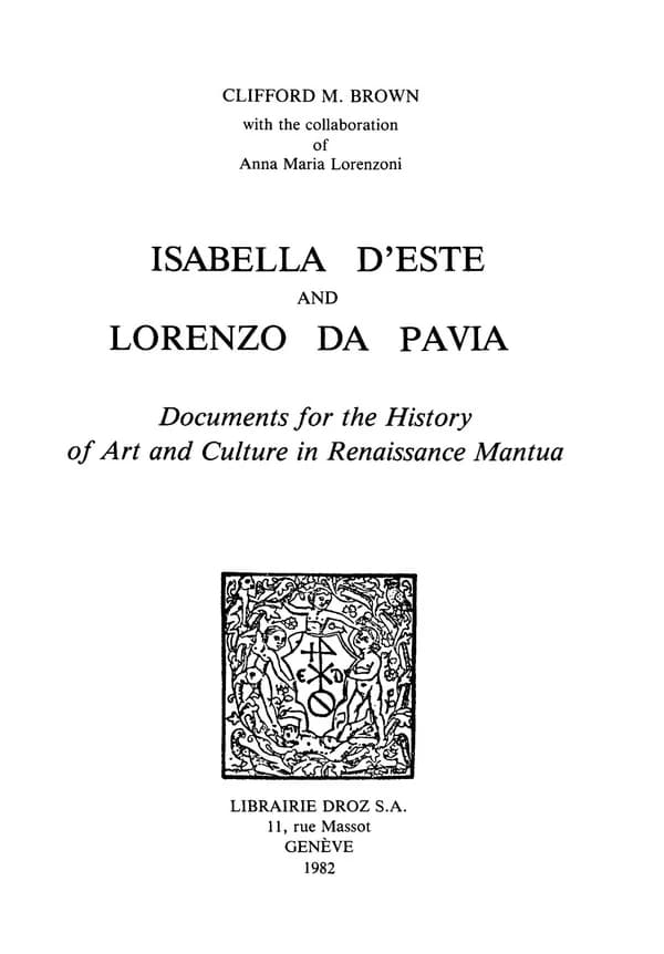Isabella d'este and lorenzo da pavia :