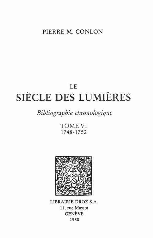 Le siècle des Lumières : bibliographie chronologique