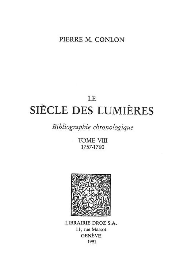 Le siècle des Lumières : bibliographie chronologique