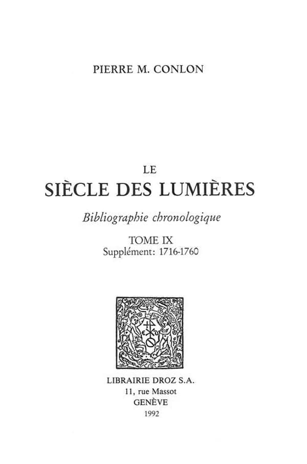 Le siècle des Lumières : bibliographie chronologique