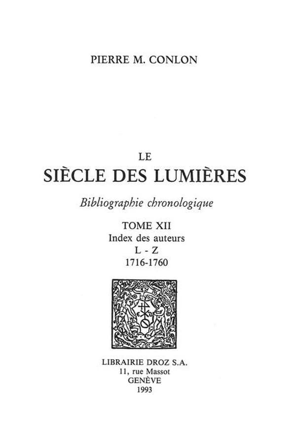 Le siècle des Lumières : bibliographie chronologique