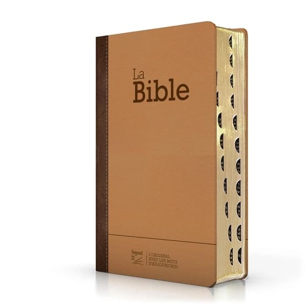 Bible Segond 21 compacte (premium style) : duo cuir praliné-chocolat couverture semi-rigide tranches dorées