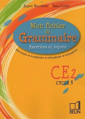 Mon fichier de grammaire CE2 cycle 3 : exercices et leçons : grammaire, vocabulaire, orthographe, conjugaison