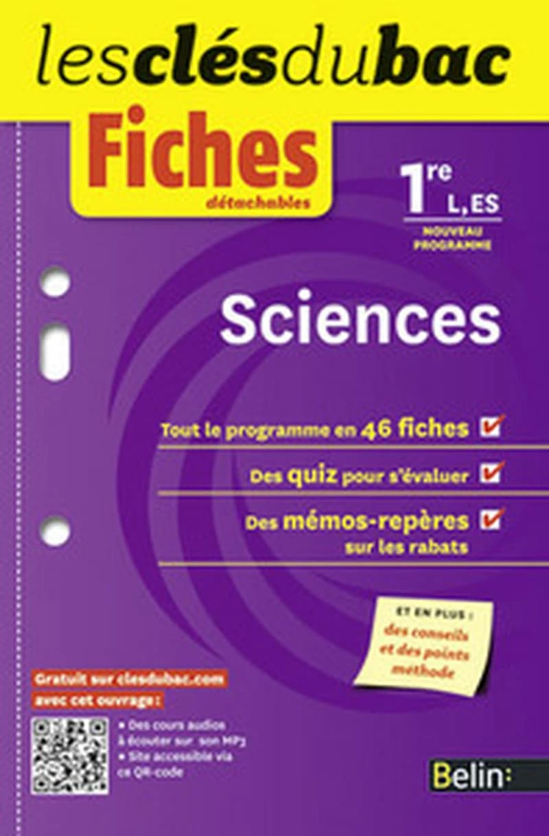 CLES DU BAC FICHES SCIENCES 1RE L. ES