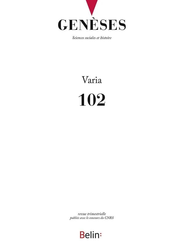 REVUE GENESES n.102 : mars 2016