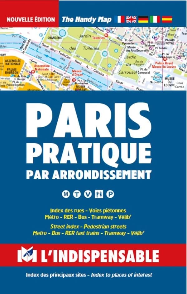 Paris pratique : plan par arrondissement 2003 : répertoire des rues, sens uniques, autobus, métro, RER