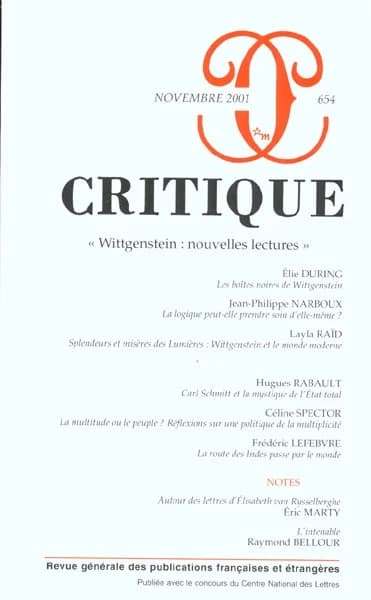 Revue Critique n.654 : Wittgenstein: nouvelles lectures