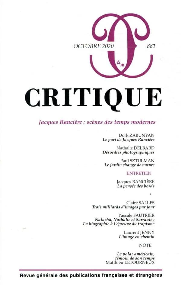 Revue Critique n.881 : Jacques Rancière : scènes des temps modernes