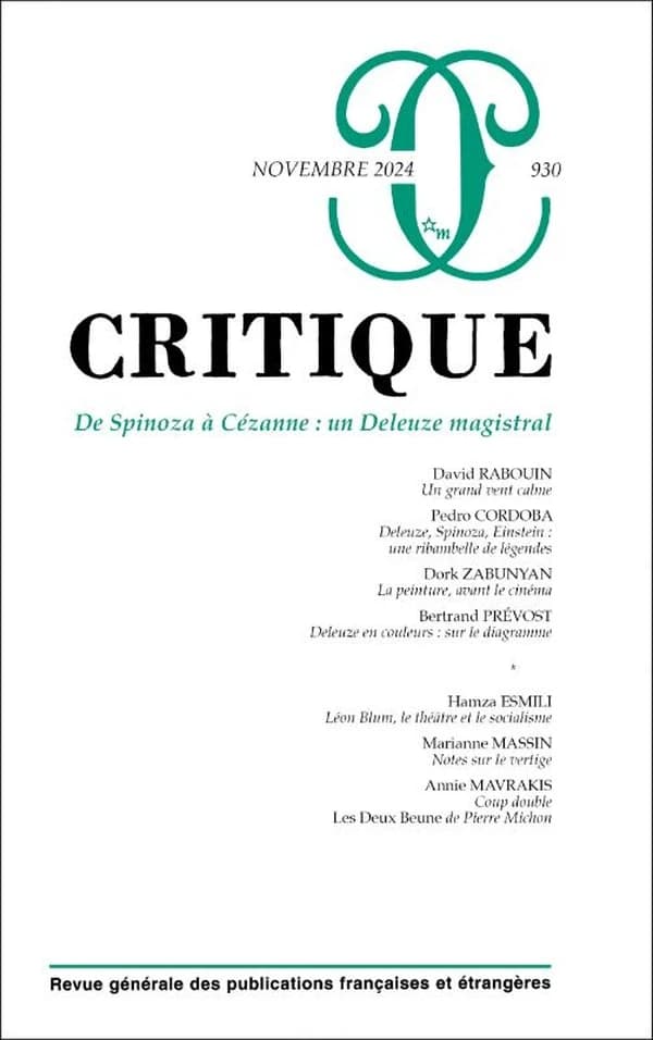 Revue Critique n.930 : De Spinoza à Cézanne : Un Deleuze magistral