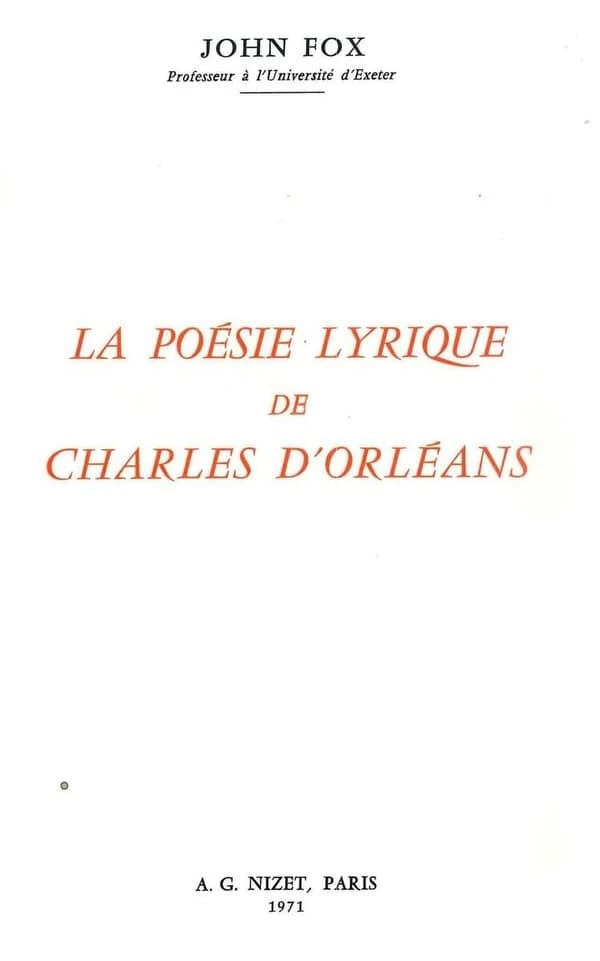 Poesie Lyrique de Charles D'Orleans